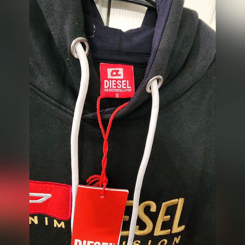 Diesel Black Hoodie with Gold Accents